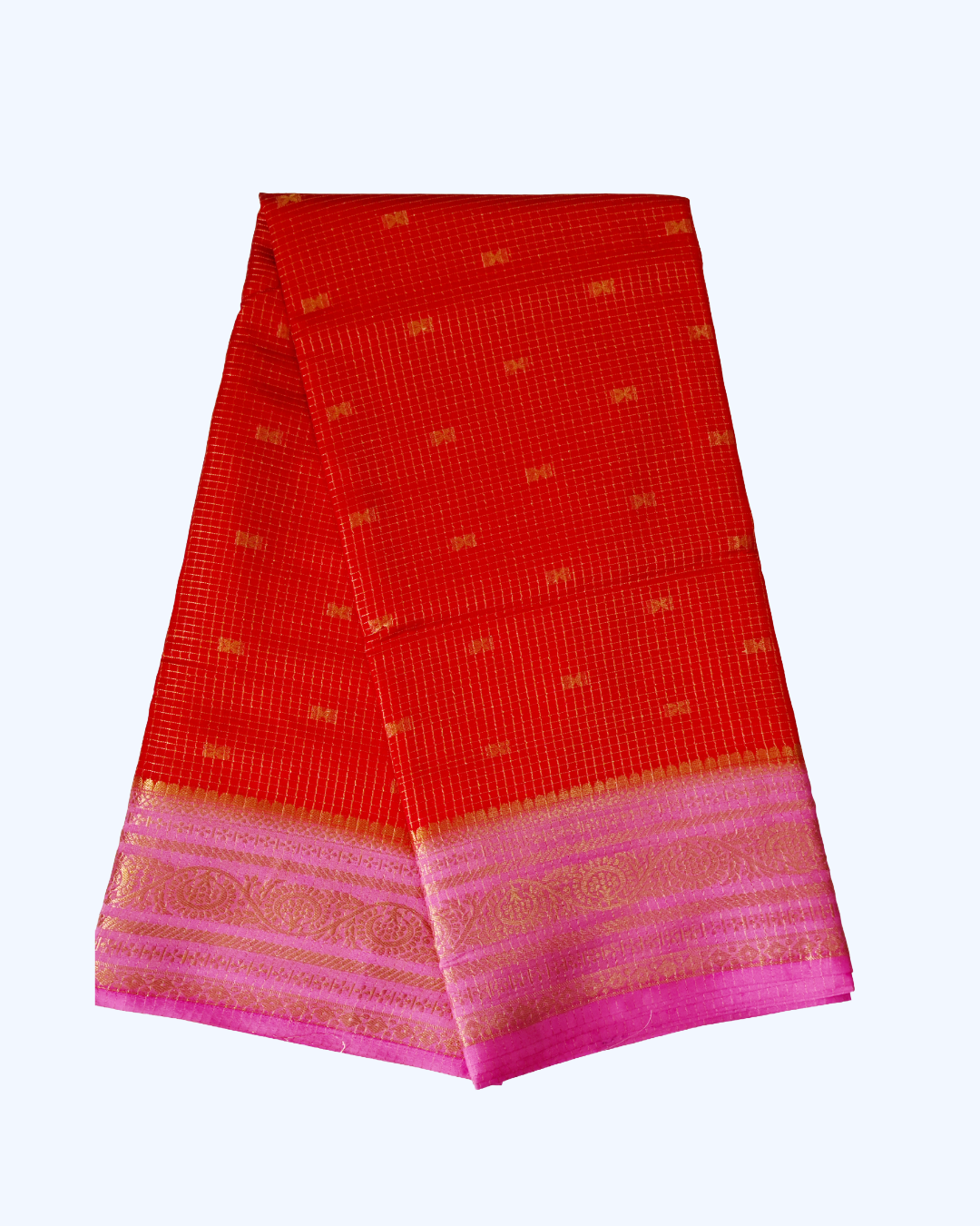 Shubh Vivaha Exclusive Saree – Red with Bentex Zari Border & Pink Butta Pallu