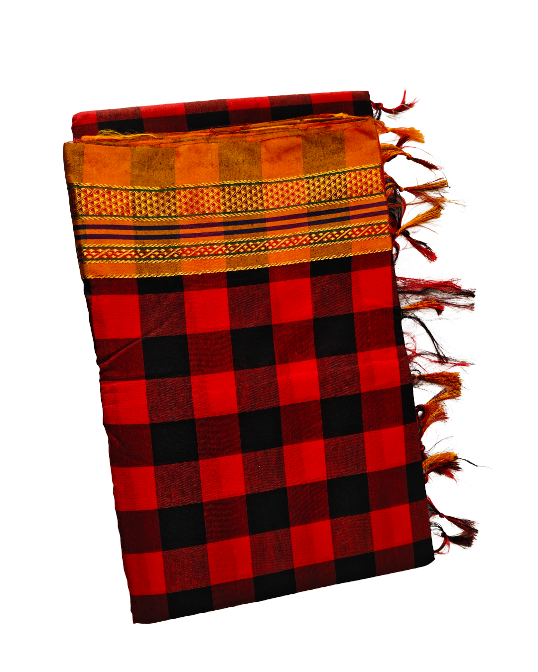 Ilkal Cotton Saree with Checks Pattern & Traditional Border Design